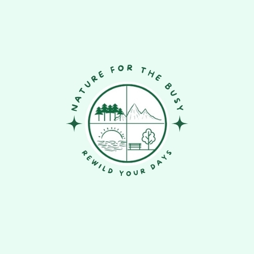 Rewild Your Days Nature for the Busy green and white logo